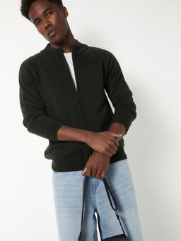 max - Olive Men Knit Slim Fit Sweater