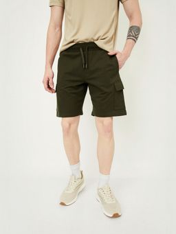 max - Olive Men Solid Cargo Shorts