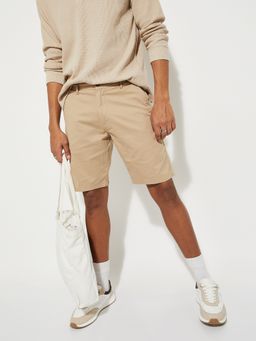 max - Beige Men Solid Shorts