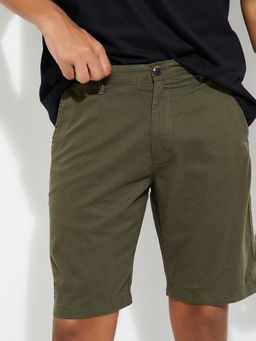 max - Olive Men Solid Shorts