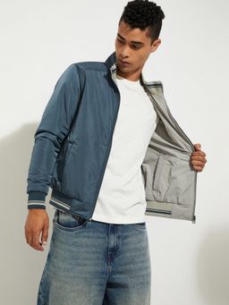 max - Blue Men Solid Reversible Jacket