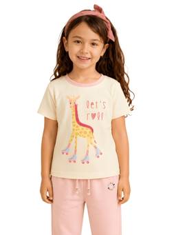 PILOLO - Yellow Printed Round Neck T-Shirt