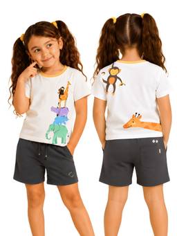 PILOLO - White Printed Round Neck T-Shirt