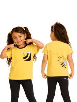 PILOLO - Yellow Printed Round Neck T-Shirt