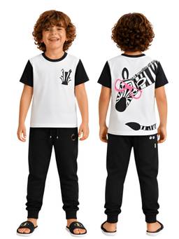 PILOLO - White Animal Print Round Neck T-Shirt