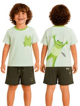 PILOLO - Green Printed Round Neck T-Shirt