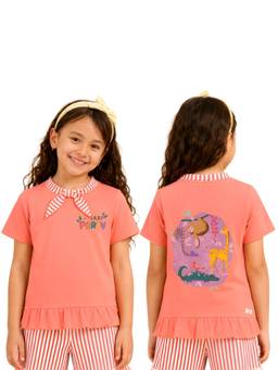 PILOLO - Pink Printed Tie Up Neck Top