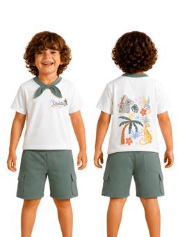 PILOLO - White Animal Print Tie Up Neck T-Shirt