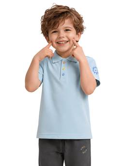 PILOLO - Blue Solid/Plain Collar Neck Polo T-Shirt