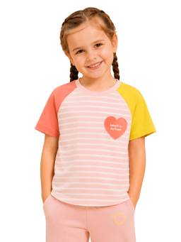 PILOLO - Pink Stripes Round Neck T-shirt