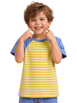 PILOLO - Yellow Stripes Round Neck T-shirt