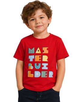 PILOLO - Red Typography Round Neck T-shirt