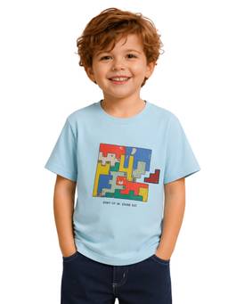 PILOLO - Blue Graphic Round Neck T-shirt