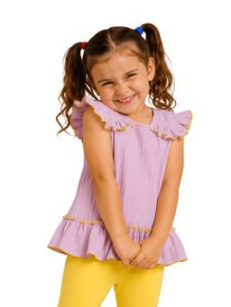 PILOLO - Lavender Solid/Plain Round Neck Top