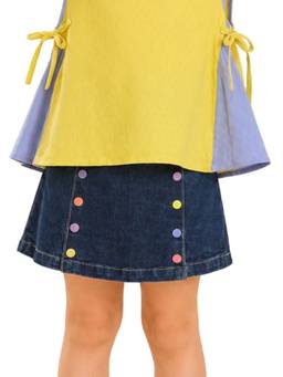 PILOLO - Navy Blue Self Design Skirt