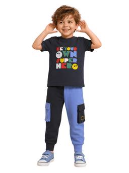 PILOLO - Navy Blue Typography Round Neck Co-ord Set