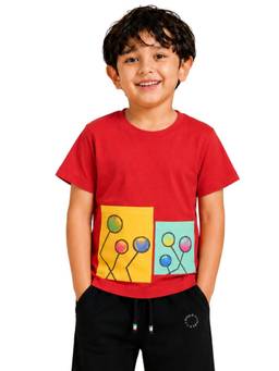 PILOLO - Red Printed Round Neck T-Shirt