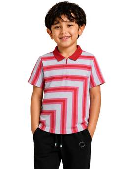 PILOLO - Multi-Color Stripes Collar Neck Polo T-Shirt