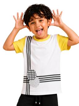 PILOLO - White Printed Round Neck T-Shirt