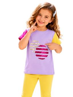 PILOLO - Lavender Embellished/Sequined Round Neck T-Shirt