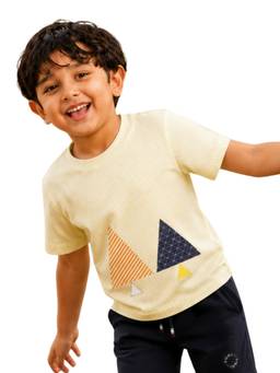 PILOLO - Yellow Printed Round Neck T-Shirt