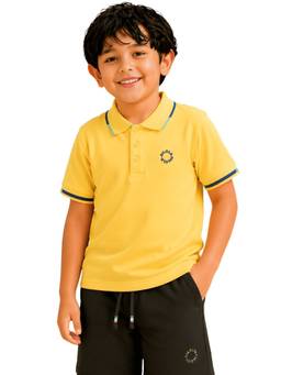 PILOLO - Yellow Solid/Plain Collar Neck Polo T-Shirt