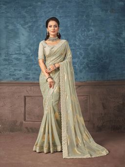 Odette - Dust Georgette Printed Saree with Unstitched Blouse