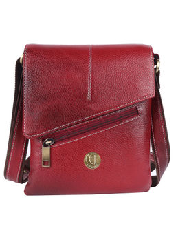 HiLEDER - Pure Leather Messenger 8" Sling Cross Body Travel Bag Men Women Maroon