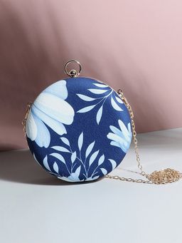 Haute Sauce - Indigo Floral Printed Blended Fabric Clutch