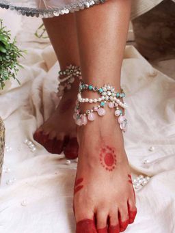 BeAbhika - Three Layered Adjustable Anklet - Pair of Two Pieces