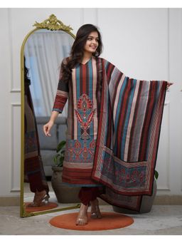 Gahan - Multicolour Rayon Printed A-Line Kurta and Pant with Dupatta
