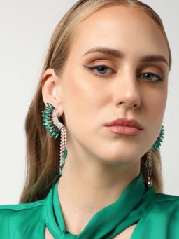 Sohi - Gold Plated Party Designer Stone Drop Earring for Women