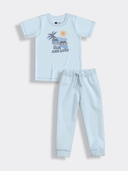 Orange Sugar - Blue Half Sleeves Sun and Surf Co-Ord (Set of 2)