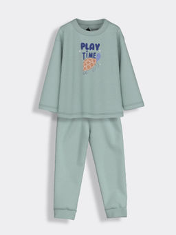 Orange Sugar - Green Full Sleeves Play Time Co-Ord (Set of 2)