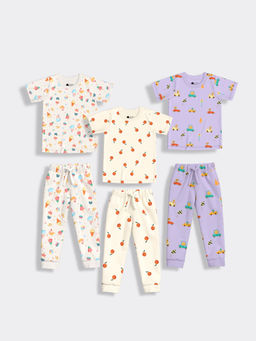 Orange Sugar - Half Sleeves Frosty & Cars Co-Ord (Set of 6)