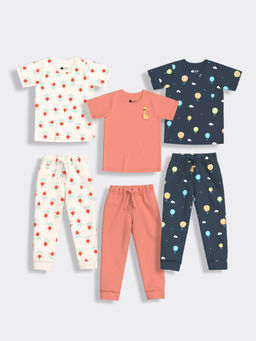 Orange Sugar - Half Sleeves Giraffe Beetroot & Hot Air Co-Ord (Set of 6)