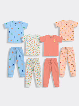 Orange Sugar - Half Sleeves Underwater Furry Farm & Giraffe Co-Ord (Set of 8)