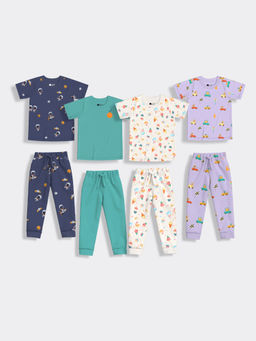 Orange Sugar - Half Sleeves Space Frosty Cars Co-Ord (Set of 8)