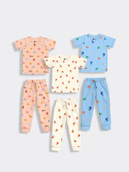 Orange Sugar - Half Sleeves Farm Co-Ord (Set of 6)