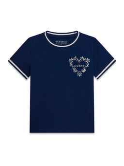 Guess - Girls Blue Cotton Half Sleeves T-Shirt