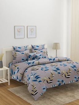 At Home by Nilkamal - Utopia Floral Double Bedsheet Polyester with 2 Pillow Covers (Beige)