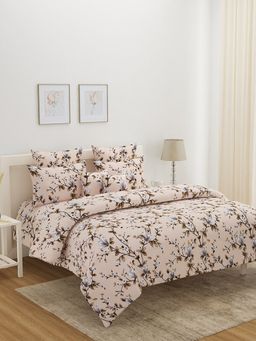 At Home by Nilkamal - Utopia Paradise Floral Double Bedsheet Polyester with 2 Pillow Covers (Beige)