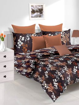 At Home by Nilkamal - Utopia Fantasy Floral Double Bedsheet Polyester with 2 Pillow Covers (Black)