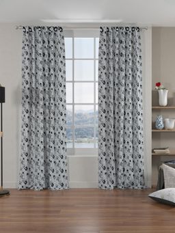 At Home by Nilkamal - Grace Jacquard Square Window Curtains Set of 2 (Black)