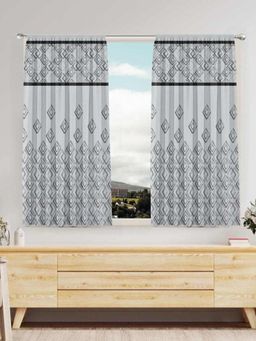 At Home by Nilkamal - Grace Jacquard Window Curtains|Set of 2 Panels|Size - 5ft|Black