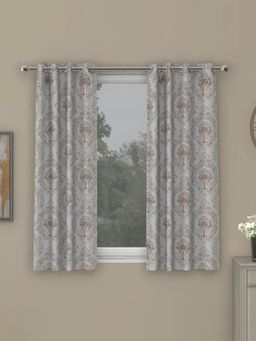 At Home by Nilkamal - Grace Jacquard Window Curtains|Set of 2 Panels|Size - 5ft|Brown