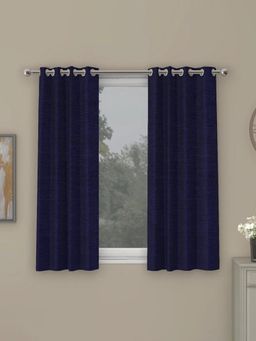 At Home by Nilkamal - Grace Blackout Window Curtains|Set of 2 Panels|Size - 5ft|Indigo