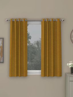At Home by Nilkamal - Grace Blackout Window Curtains|Set of 2 Panels|Size - 5ft|Mustard