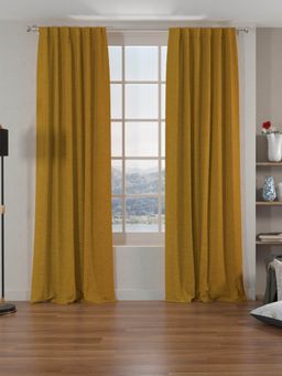 At Home by Nilkamal - Grace Solids Opus Door Curtains XL Set of 2 (Mustard)