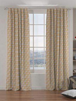 At Home by Nilkamal - Grace Jacquard Rectangle Door Curtains Set of 2 (Mustard)